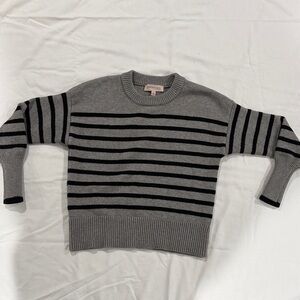 Philosophy Gray and Black Striped Crewneck Sweater